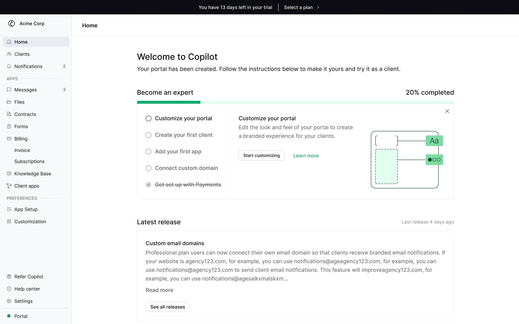 Home page showing the todo list